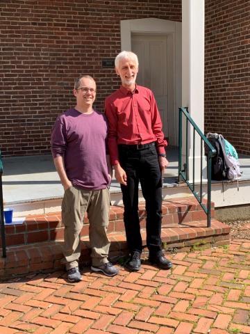 Dr. Ben Braun received the A&S Outstanding Teaching Award, pictured with Math Chair, Uwe Nagel